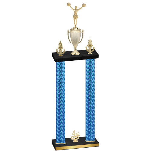 Double Blue Carbon Fiber Fourth Place Cheerleading Trophy
