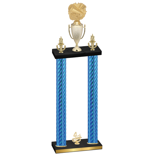 Double Blue Carbon Fiber Fourth Place Cheerleading Trophy