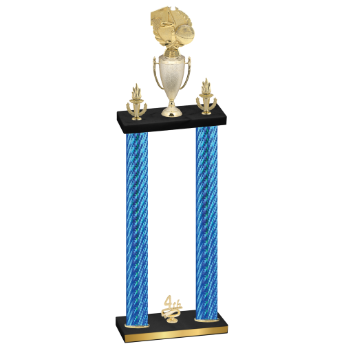 Double Blue Carbon Fiber Fourth Place Basketball Trophy