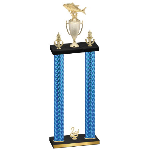 Double Blue Carbon Fiber Second Place Fishing Trophy