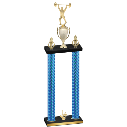 Double Blue Carbon Fiber First Place Weights Trophy