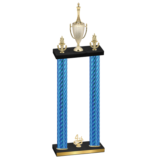 Double Blue Carbon Fiber Fourth Place Chess Trophy