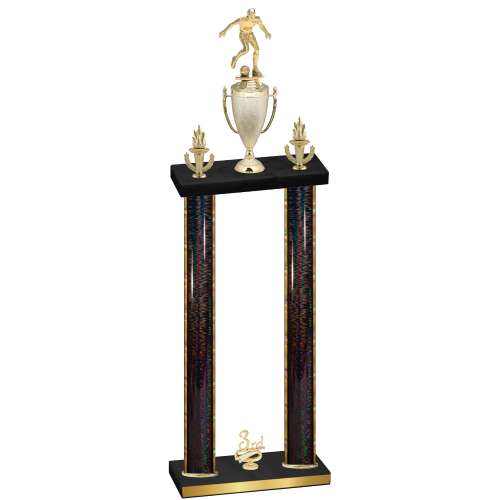 Double Black Glacier Third Place Soccer Trophy