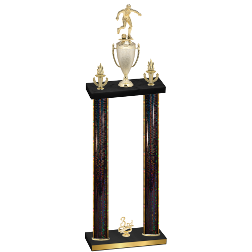 Double Black Glacier Third Place Soccer Trophy