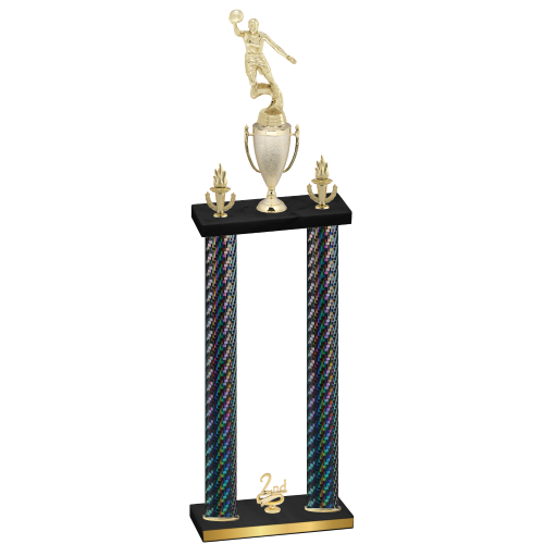 Double Black Carbon Fiber Second Place Basketball Trophy
