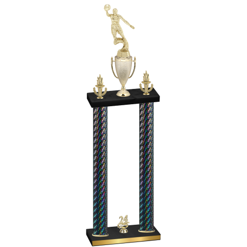 Double Black Carbon Fiber Year Basketball Trophy