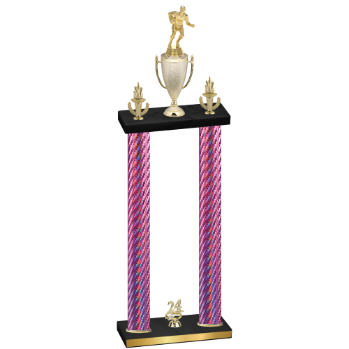 Double Pink Carbon Fiber Year Rugby Trophy