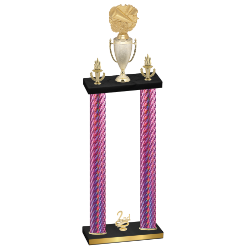 Double Pink Carbon Fiber Second Place Cheerleading Trophy