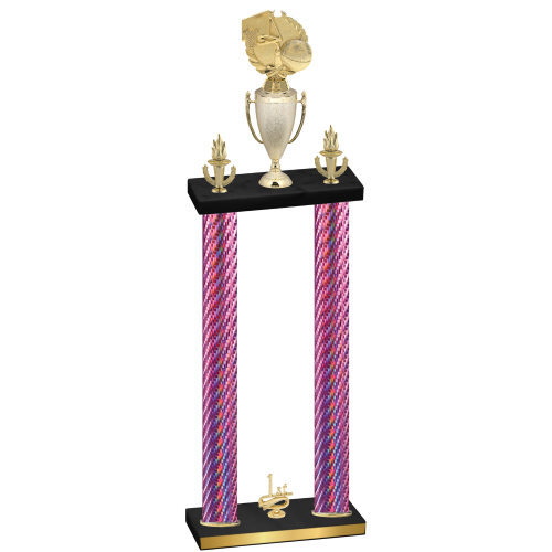 Double Pink Carbon Fiber First Place Basketball Trophy