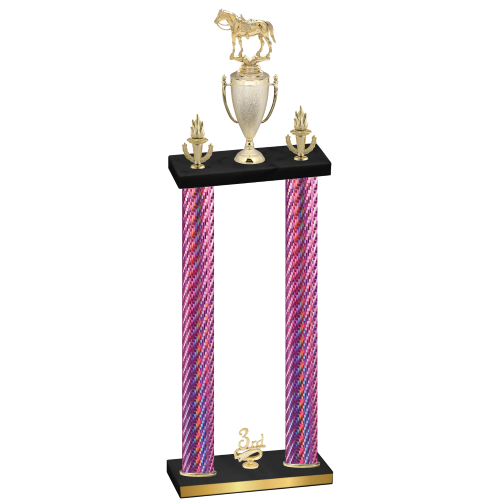 Double Pink Carbon Fiber Third Place Horses Trophy