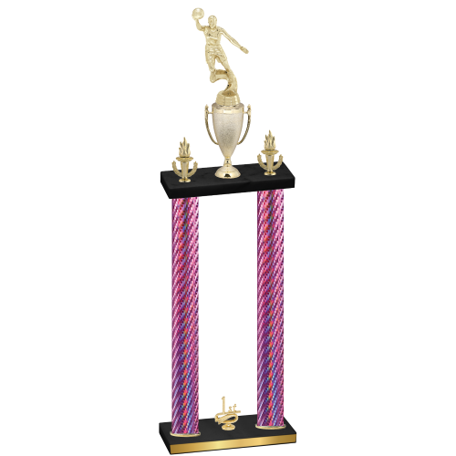 Double Pink Carbon Fiber First Place Basketball Trophy