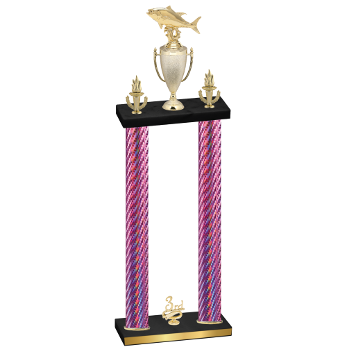 Double Pink Carbon Fiber Third Place Fishing Trophy