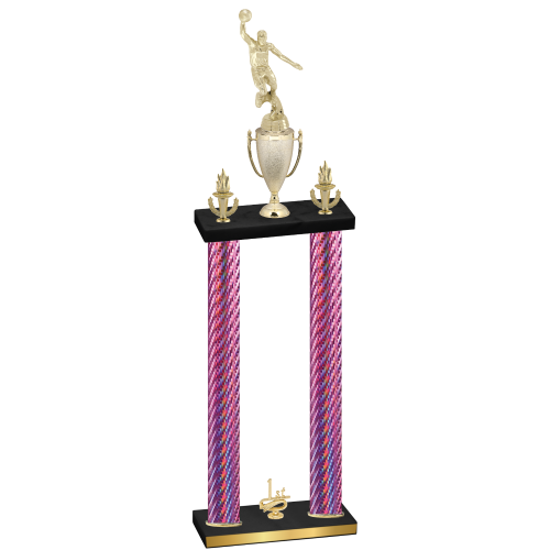 Double Pink Carbon Fiber First Place Basketball Trophy