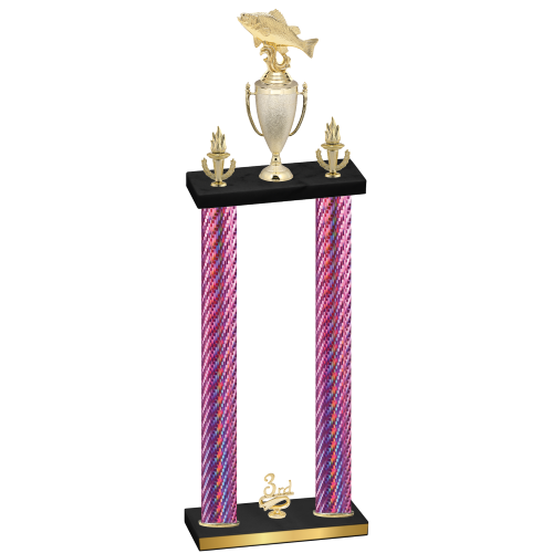 Double Pink Carbon Fiber Third Place Fishing Trophy