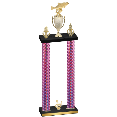 Double Pink Carbon Fiber Third Place Fishing Trophy