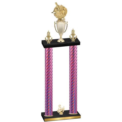 Double Pink Carbon Fiber Third Place Baseball Trophy