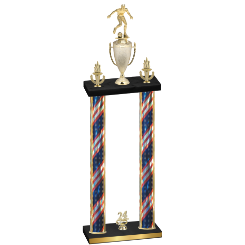Double Flag USA Year Soccer Trophy