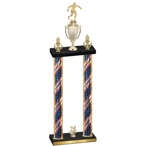 Double Flag USA Year Soccer Trophy