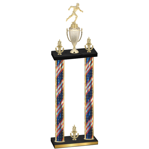 Double Flag USA Victory Running Trophy