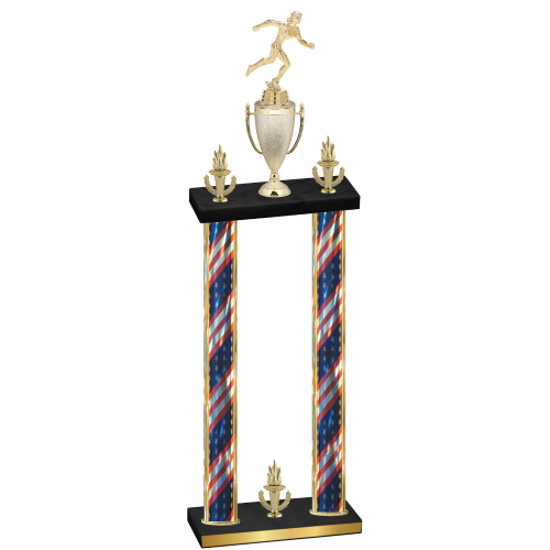 Double Flag USA Victory Running Trophy