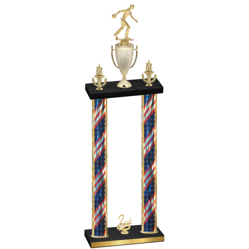 Double Flag USA Second Place Bowling Trophy