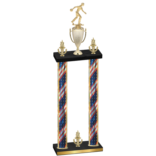 Double Flag USA Victory Bowling Trophy