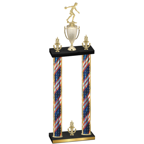 Double Flag USA Victory Bowling Trophy