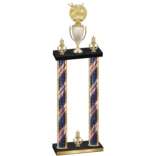 Double Flag USA Victory Bowling Trophy