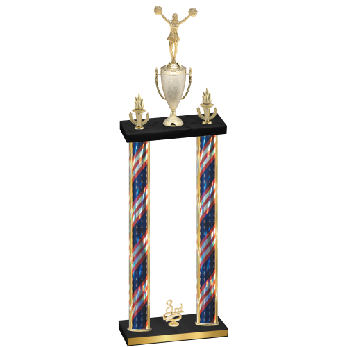 Double Flag USA Third Place Cheerleading Trophy