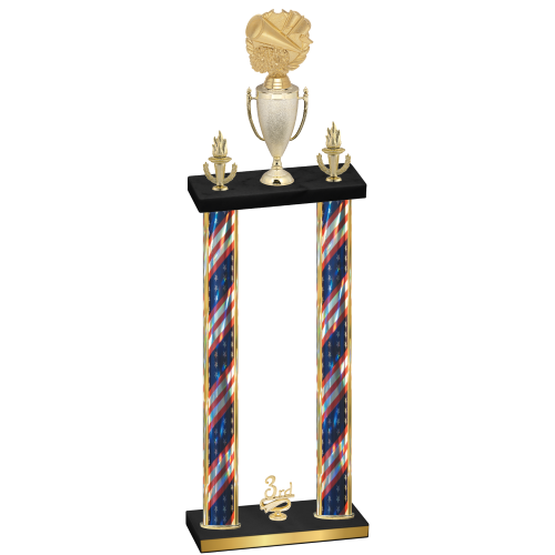 Double Flag USA Third Place Cheerleading Trophy
