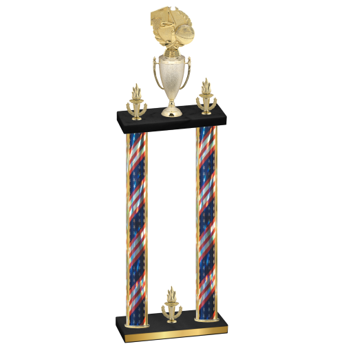 Double Flag USA Victory Basketball Trophy