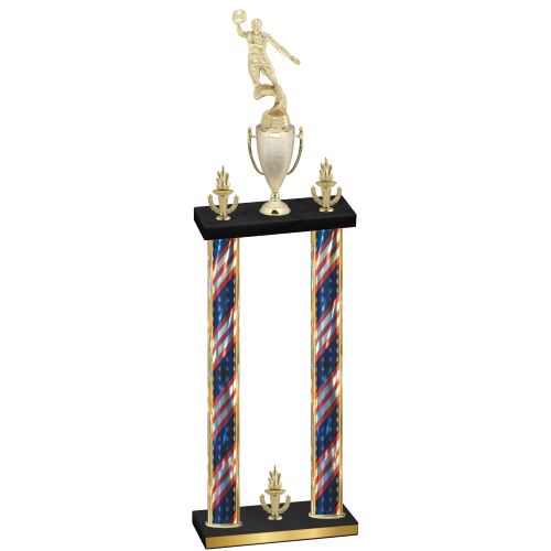 Double Flag USA Victory Basketball Trophy
