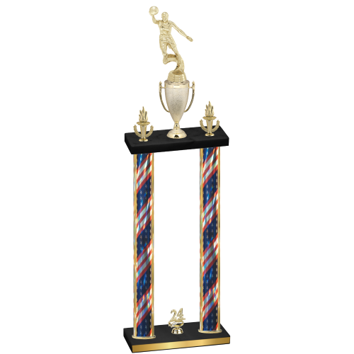 Double Flag USA Year Basketball Trophy