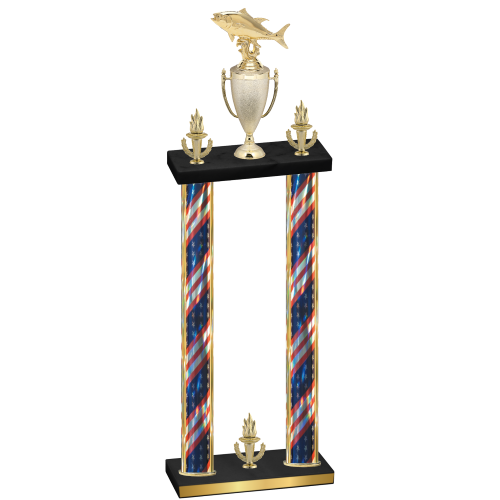 Double Flag USA Victory Fishing Trophy