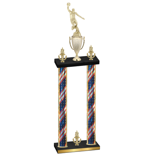Double Flag USA Victory Basketball Trophy