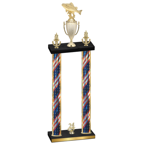 Double Flag USA Year Fishing Trophy