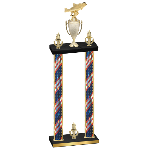 Double Flag USA Victory Fishing Trophy