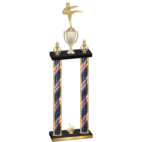 Double Flag USA First Place Karate Trophy