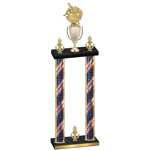 Double Flag USA Victory Baseball Trophy