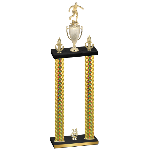 Double Gold Carbon Fiber Year Soccer Trophy