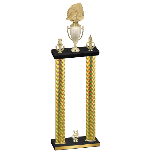 Double Gold Carbon Fiber Year Soccer Trophy