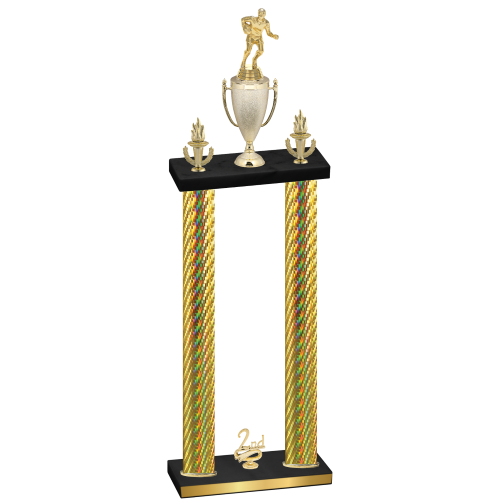Double Gold Carbon Fiber Second Place Rugby Trophy