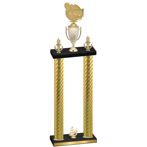 Double Gold Carbon Fiber Fourth Place Tennis Trophy