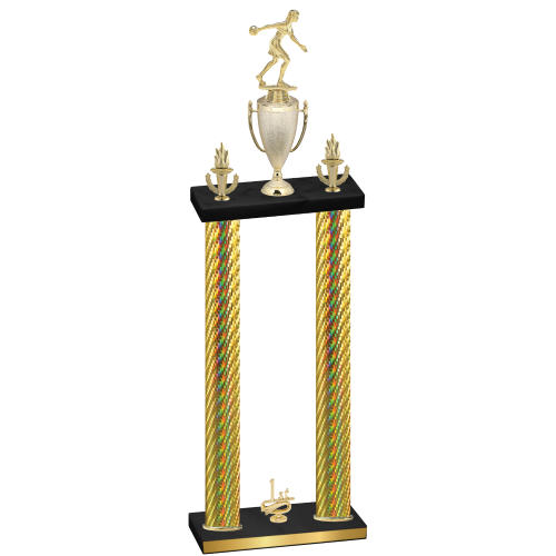 Double Gold Carbon Fiber First Place Bowling Trophy