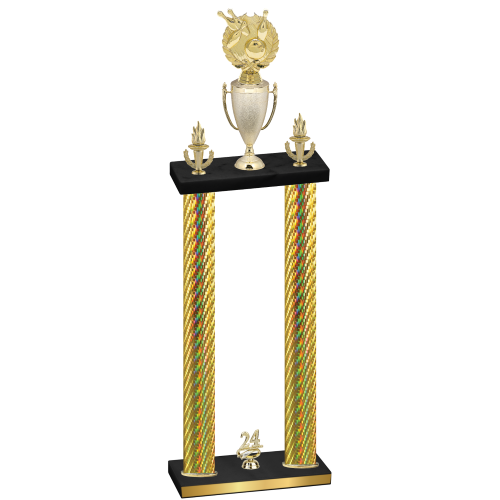 Double Gold Carbon Fiber Year Bowling Trophy