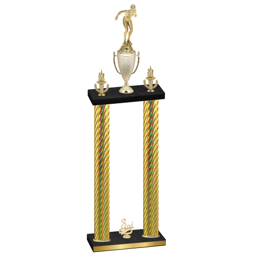 Double Gold Carbon Fiber Third Place Tennis Trophy