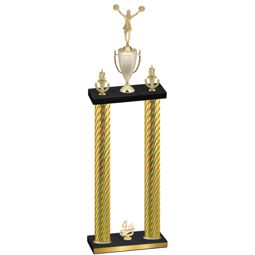 Double Gold Carbon Fiber Fourth Place Cheerleading Trophy