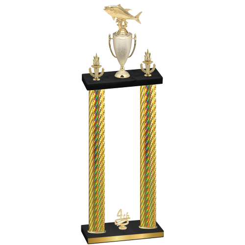 Double Gold Carbon Fiber Fourth Place Fishing Trophy
