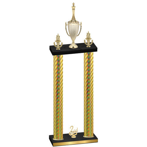 Double Gold Carbon Fiber Second Place Chess Trophy