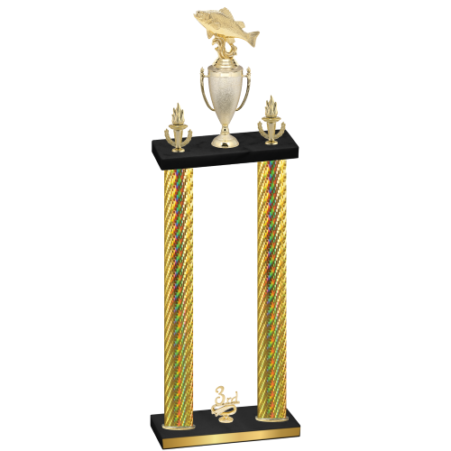 Double Gold Carbon Fiber Third Place Fishing Trophy